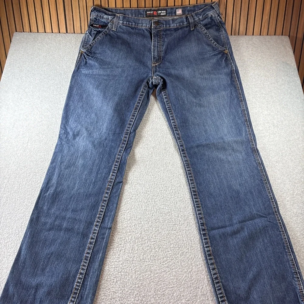Ariat FR M4 Low Rise Boot Medium Wash Men's 42x38 Jeans Work Carpenter